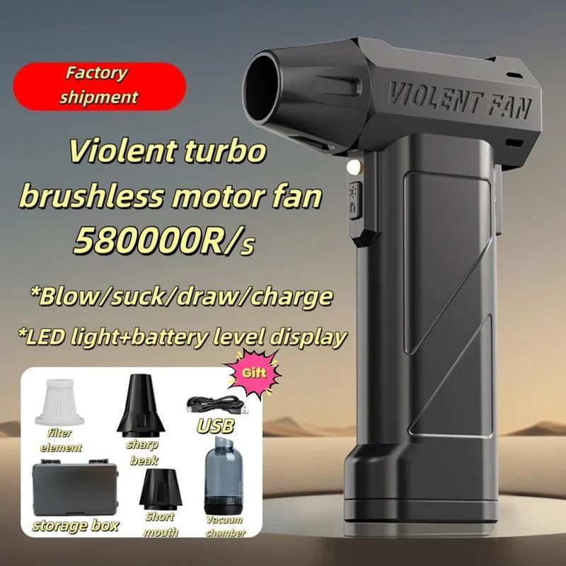 Multifunctional Car Cleaning Tool - 10000mAh Air Blower with 580000, Brushless Motor, 70m/s Wind Speed, Hard Water Stain Remover Function Nozzle, Electric Spin Scrubber for Surface Work and Hand Vacuum