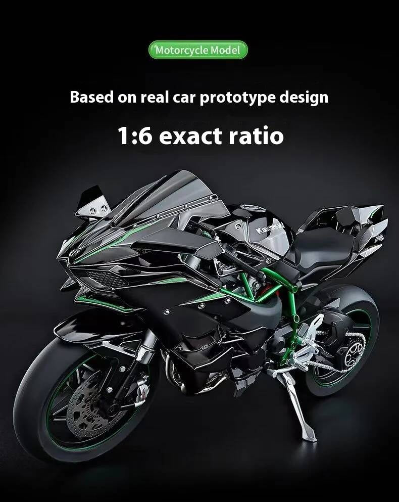 Ignition Start SuPer-Large high-End Spray Dynamic1:6 Kawasaki h2r Simulation Locomotive Motorcycle Alloy Car Model Oversized Toy