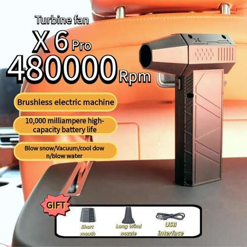 480000 RPM Powerful Air Vacuum Dust Cleaner Type-C Charging 62m/s Strong Winds Brushless Turbo Jet Blower with Hard Water Stain Remover Function Nozzle Portable Radiator Cleaning Wand Electric Spin Scrubber for Surface Work
