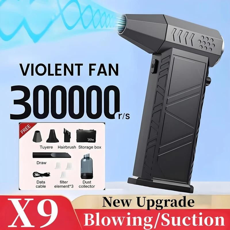 X9 Turbo Fan 300000 RPM Supercharging Air Blower with 8000mAh Battery Dust Removal Vacuuming Portable Tool for PC Keyboard & Interior stuff handheld paint sprayer car wash set kit multipurpose foam cleaner brush cleaning versatile gutter soap