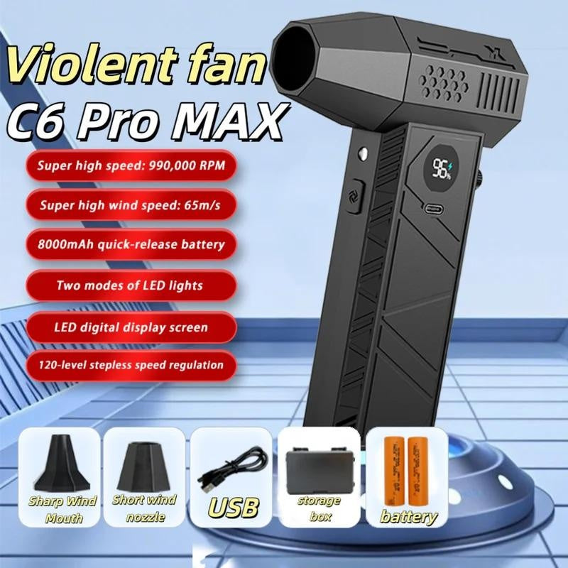 Air Blower 990000 RPM 65m/s 10000mAh Brushless Motor Turbo Fan for Car Wash Gutter Cleaning Interior Refresh Home Windshield Repair