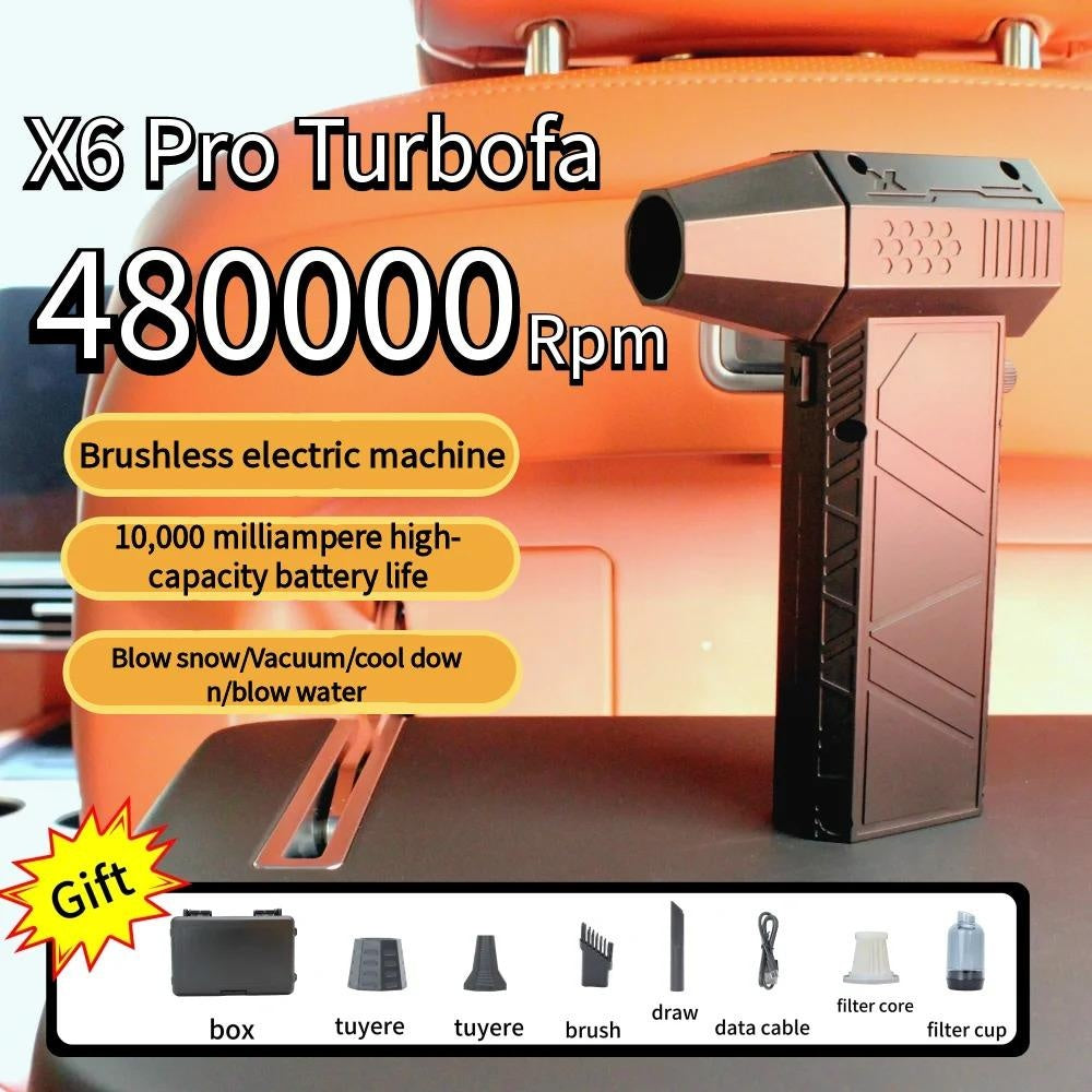 480000 RPM Powerful Air Vacuum Dust Cleaner Type-C Charging 62m/s Strong Winds Brushless Turbo Jet Blower with Hard Water Stain Remover Function Nozzle Portable Radiator Cleaning Wand Electric Spin Scrubber for Surface Work
