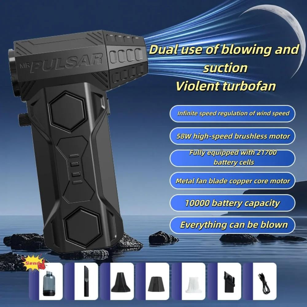 Cordless Air Blower 580000 10000mAh Brushless Motor Turbo Fan 70m/s Wind Speed Pressure Washer Gun Drill Brush Car Wash Soap Hyper Foaming