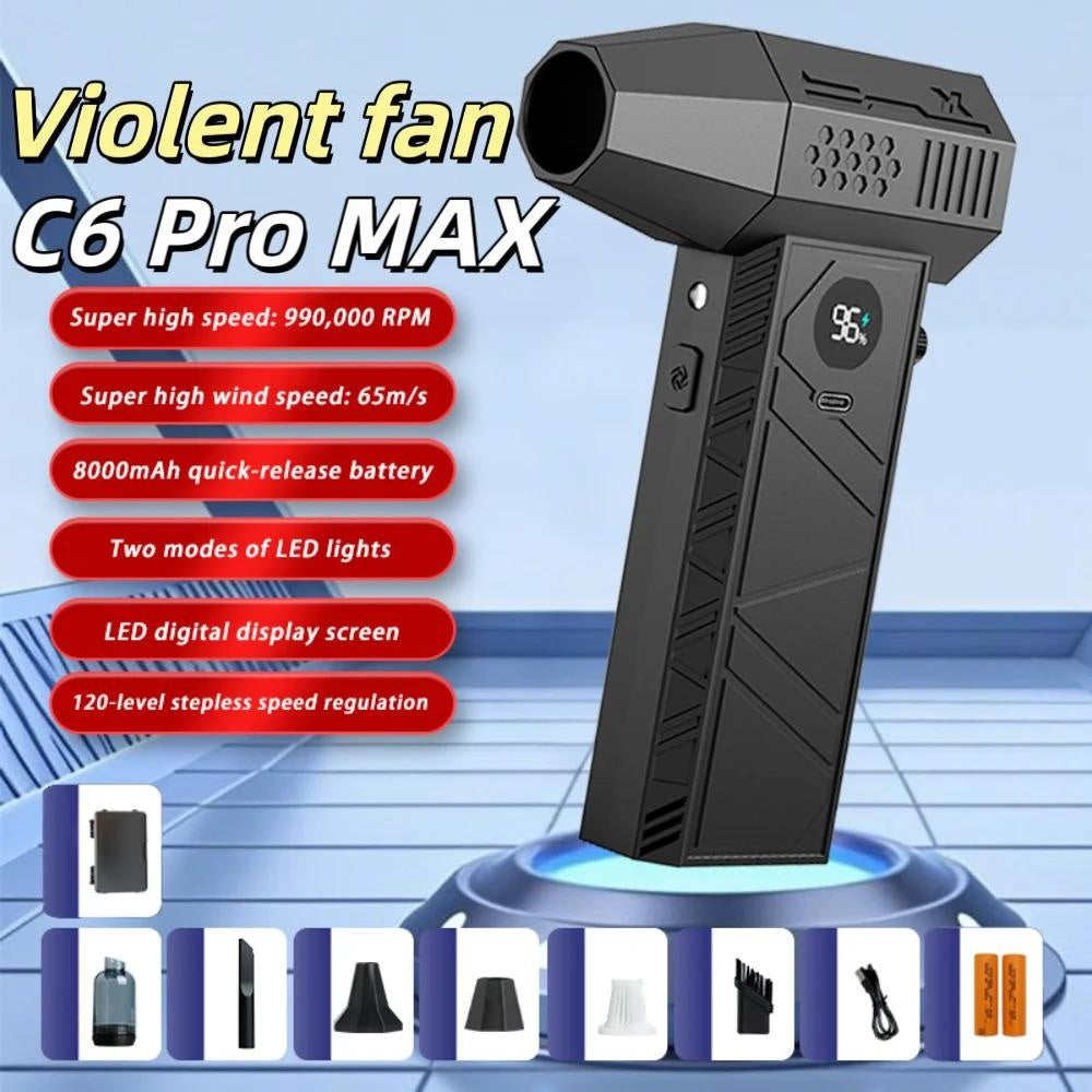 Air Blower 990000 RPM 65m/s 10000mAh Brushless Motor Turbo Fan for Car Wash Gutter Cleaning Interior Refresh Home Windshield Repair