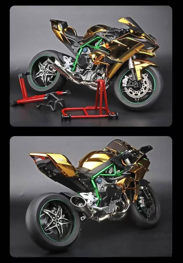 Ignition Start SuPer-Large high-End Spray Dynamic1:6 Kawasaki h2r Simulation Locomotive Motorcycle Alloy Car Model Oversized Toy