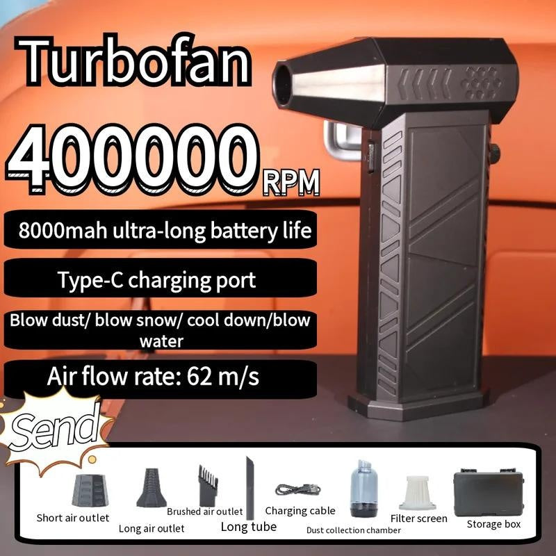 Violent Fan 420000 RPM Powerful Air Vacuum Dust Cleaner Charging Strong Winds 62m/s Brushless Turbo Jet Blower Dry hard water stain remover function nozzle ultra blaster tire foam electric spin scrubber interior refresh detail spray color restorer