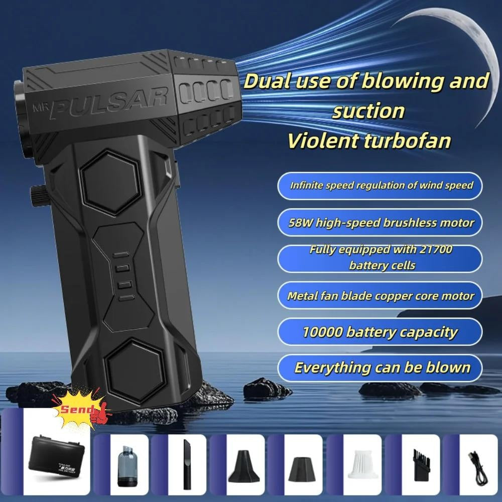 Cordless Air Blower 580000 10000mAh Brushless Motor Turbo Fan 70m/s Wind Speed Pressure Washer Gun Drill Brush Car Wash Soap Hyper Foaming