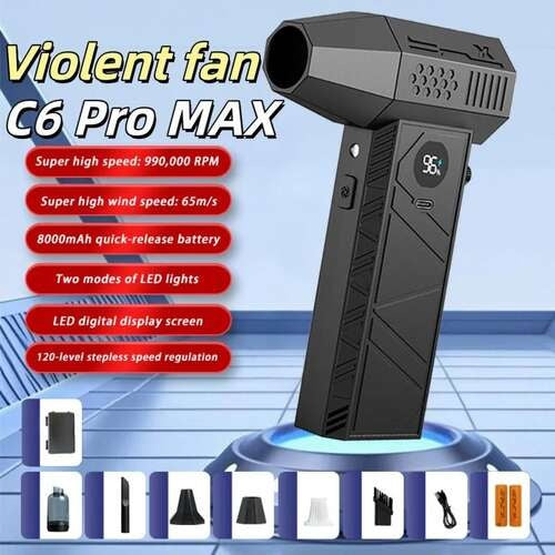 Air Blower 990000 RPM 65m/s 10000mAh Brushless Motor Turbo Fan for Car Wash Gutter Cleaning Interior Refresh Home Windshield Repair