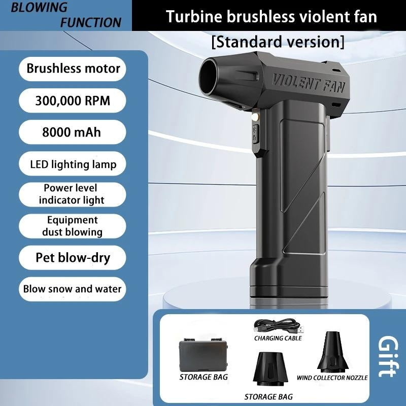 Multifunctional Car Cleaning Tool - 10000mAh Air Blower with 580000, Brushless Motor, 70m/s Wind Speed, Hard Water Stain Remover Function Nozzle, Electric Spin Scrubber for Surface Work and Hand Vacuum