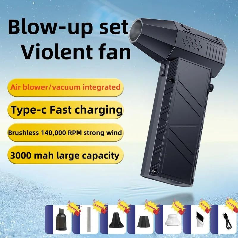 Mini Turbo Violent Jet Power Blower Speed Pipe Fan 200000 RPM Performance Brushless Motor electric spin scrubber function nozzle hard water stain remover car home wheel brush wash sprayer nano coating agent high pressure interior leather seat set