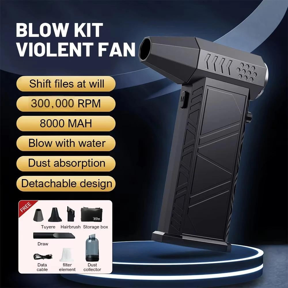 X9 Turbo Fan 300000 RPM Supercharging Air Blower with 8000mAh Battery Dust Removal Vacuuming Portable Tool for PC Keyboard & Interior stuff handheld paint sprayer car wash set kit multipurpose foam cleaner brush cleaning versatile gutter soap