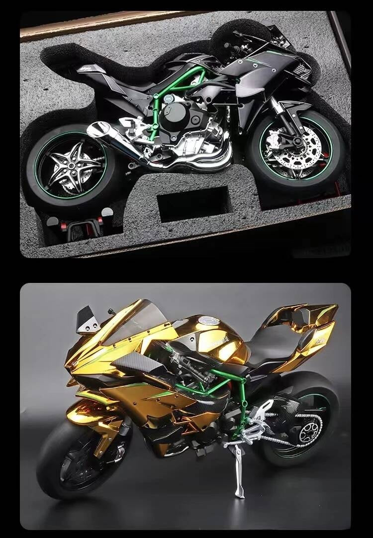 Ignition Start SuPer-Large high-End Spray Dynamic1:6 Kawasaki h2r Simulation Locomotive Motorcycle Alloy Car Model Oversized Toy