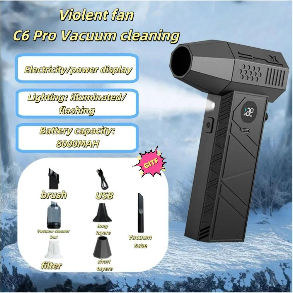650000 RPM High Speed Turbo Air Blower 65M/S Handheld Vacuum Cleaner for Car Dust Blowing Portable Radiator Wand Multifunctional Cleaning Tool