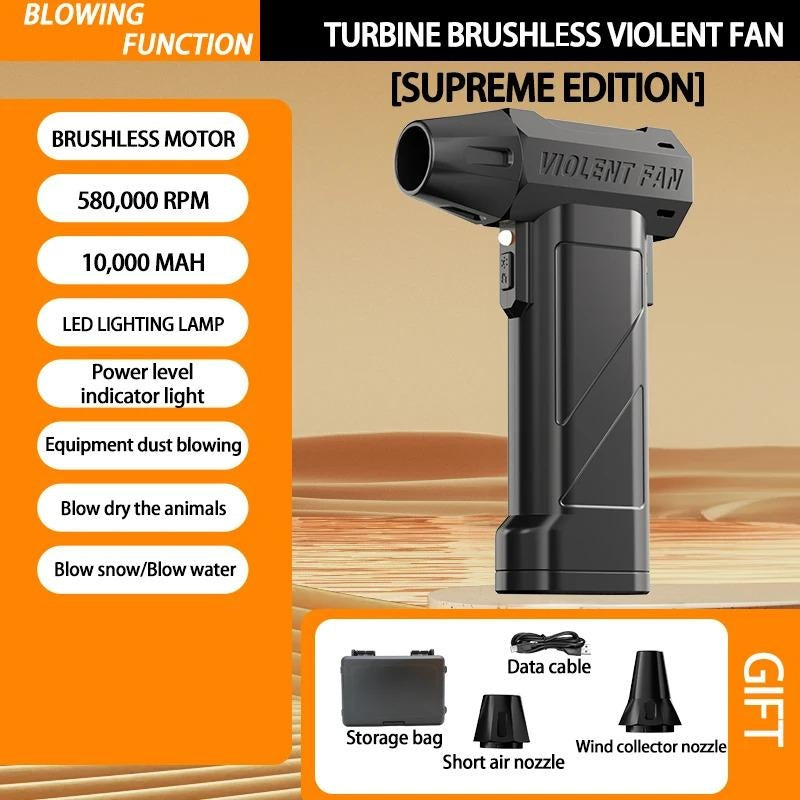 Multifunctional Car Cleaning Tool - 10000mAh Air Blower with 580000, Brushless Motor, 70m/s Wind Speed, Hard Water Stain Remover Function Nozzle, Electric Spin Scrubber for Surface Work and Hand Vacuum