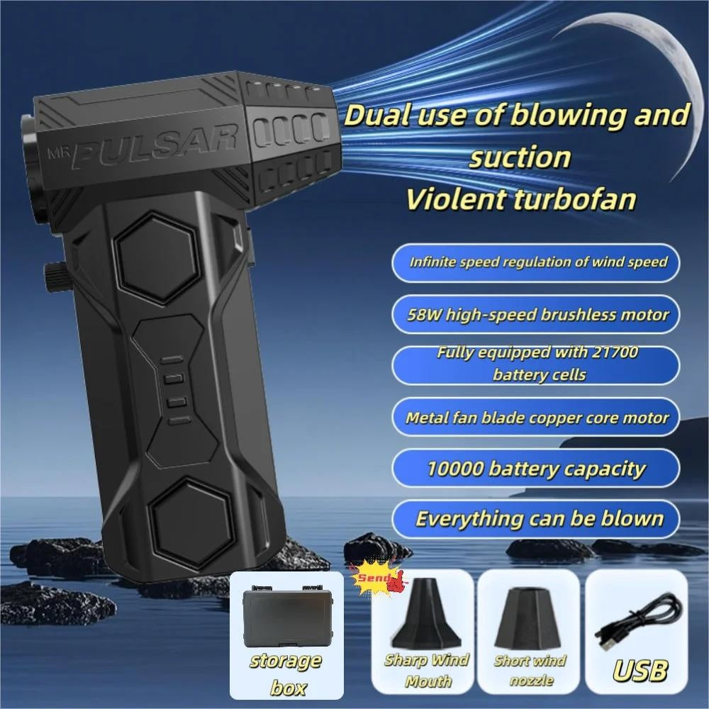 Cordless Air Blower 580000 10000mAh Brushless Motor Turbo Fan 70m/s Wind Speed Pressure Washer Gun Drill Brush Car Wash Soap Hyper Foaming