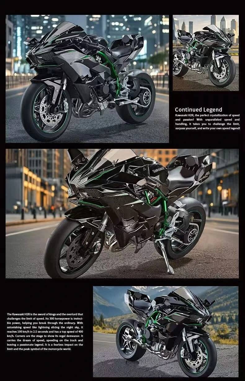 Ignition Start SuPer-Large high-End Spray Dynamic1:6 Kawasaki h2r Simulation Locomotive Motorcycle Alloy Car Model Oversized Toy