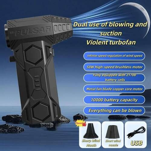 Cordless Air Blower 580000 10000mAh Brushless Motor Turbo Fan 70m/s Wind Speed Pressure Washer Gun Drill Brush Car Wash Soap Hyper Foaming