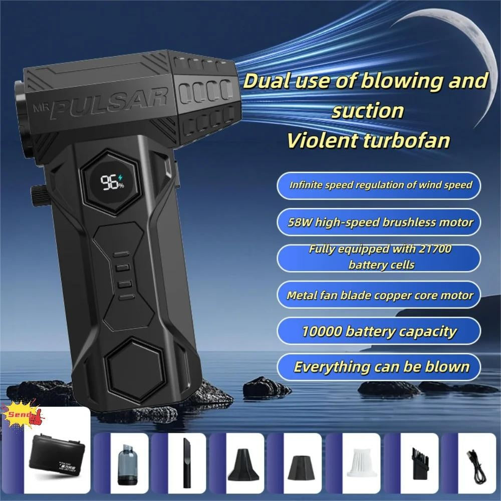 Cordless Air Blower 580000 10000mAh Brushless Motor Turbo Fan 70m/s Wind Speed Pressure Washer Gun Drill Brush Car Wash Soap Hyper Foaming