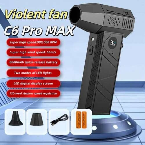 Air Blower 990000 RPM 65m/s 10000mAh Brushless Motor Turbo Fan for Car Wash Gutter Cleaning Interior Refresh Home Windshield Repair