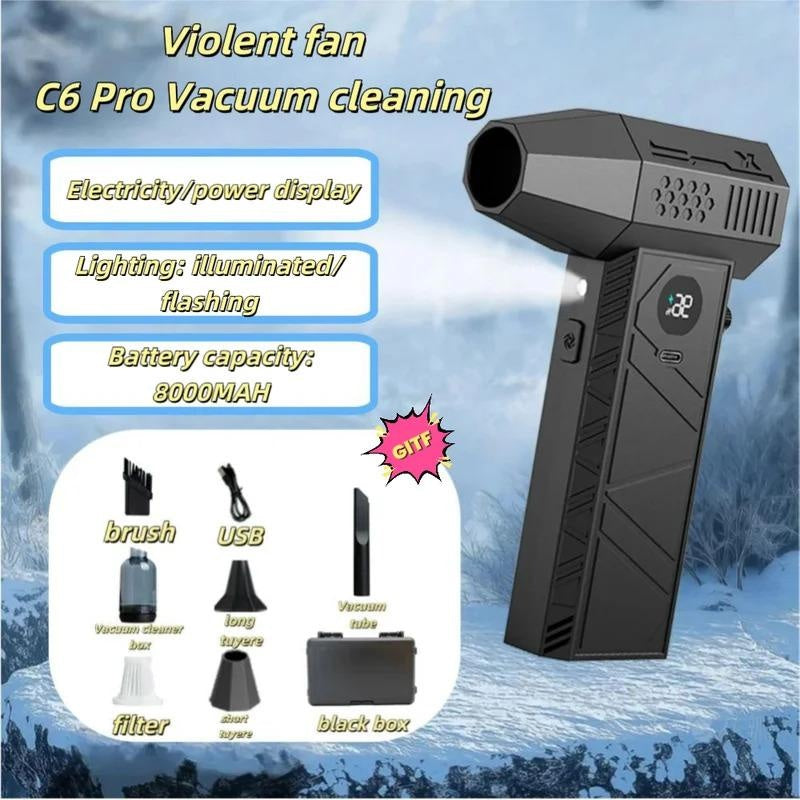 650000 RPM High Speed Turbo Air Blower 65M/S Handheld Vacuum Cleaner for Car Dust Blowing Portable Radiator Wand Multifunctional Cleaning Tool