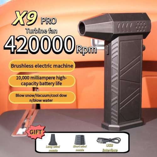Violent Fan 420000 RPM Powerful Air Vacuum Dust Cleaner Charging Strong Winds 62m/s Brushless Turbo Jet Blower Dry hard water stain remover function nozzle ultra blaster tire foam electric spin scrubber interior refresh detail spray color restorer