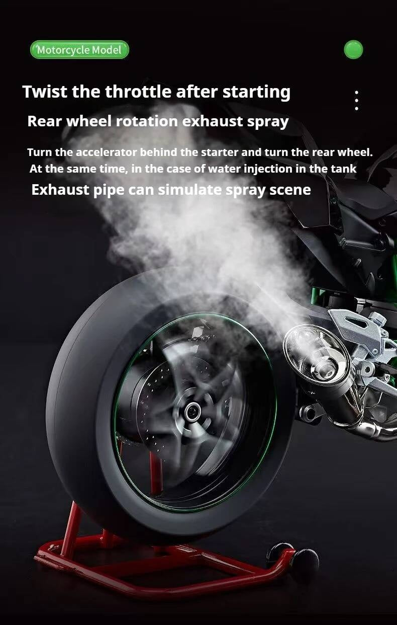 Ignition Start SuPer-Large high-End Spray Dynamic1:6 Kawasaki h2r Simulation Locomotive Motorcycle Alloy Car Model Oversized Toy