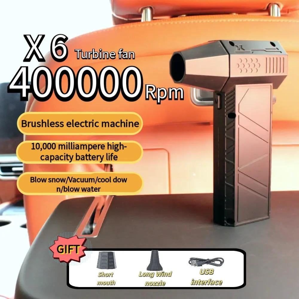 480000 RPM Powerful Air Vacuum Dust Cleaner Type-C Charging 62m/s Strong Winds Brushless Turbo Jet Blower with Hard Water Stain Remover Function Nozzle Portable Radiator Cleaning Wand Electric Spin Scrubber for Surface Work