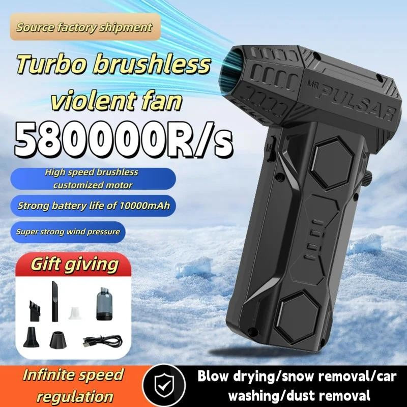 Cordless Air Blower 580000 10000mAh Brushless Motor Turbo Fan 70m/s Wind Speed Pressure Washer Gun Drill Brush Car Wash Soap Hyper Foaming