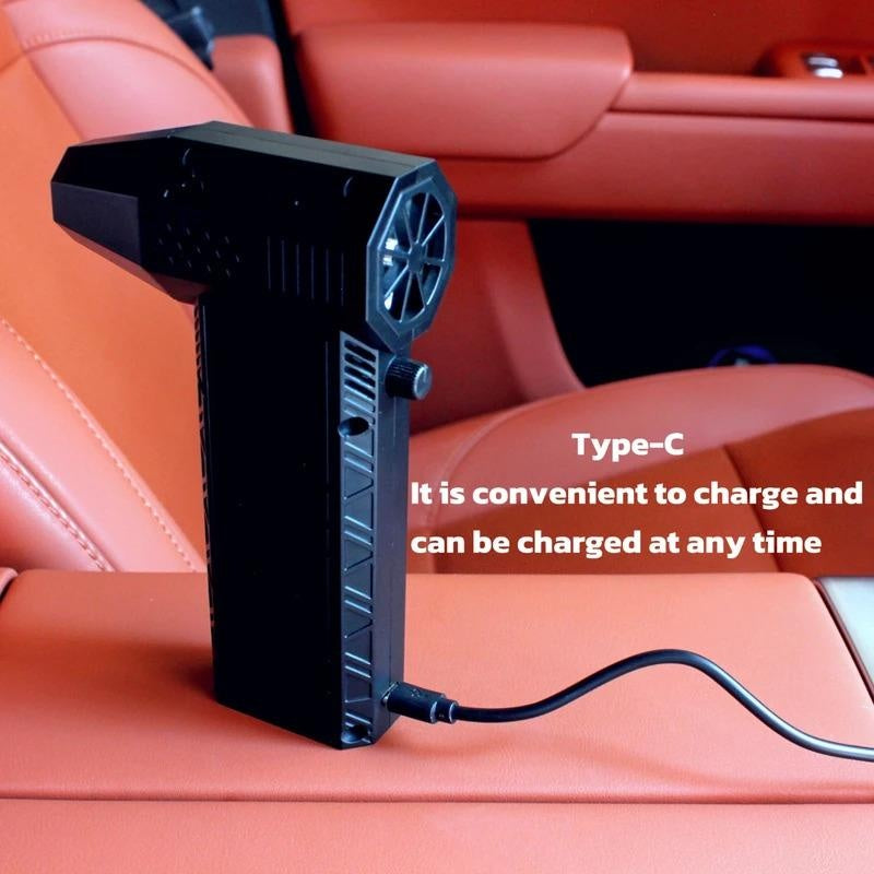 480000 RPM Powerful Air Vacuum Dust Cleaner Type-C Charging 62m/s Strong Winds Brushless Turbo Jet Blower with Hard Water Stain Remover Function Nozzle Portable Radiator Cleaning Wand Electric Spin Scrubber for Surface Work
